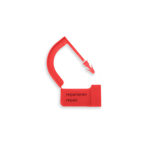 Reparaturanhänger aus Kunststoff – rot – „reparieren / repair“