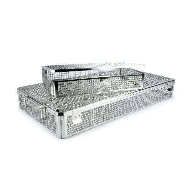 Instrumentenbox aus Edelstahl, mit 2 Fallgriffen, Größe: 485 x 250 x 65,5 mm