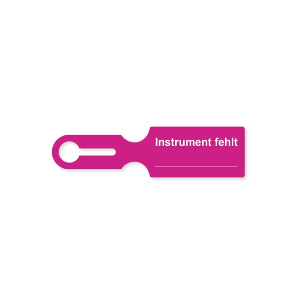 Siebkorbanhänger aus Kunststoff, mit Aufdruck – „Instrument fehlt“ – 190 x 50 mm