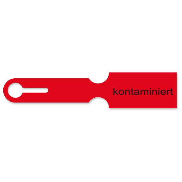 Siebkorbanhänger aus Kunststoff, mit Aufdruck – „kontaminiert“ – 240 x 50 mm