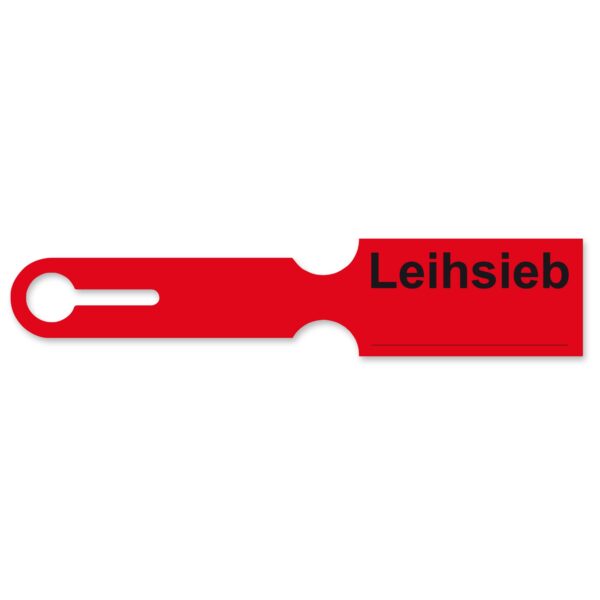 SiSiebkorbanhänger, Farbe: rot, mit Aufdruck: „Leihsieb“