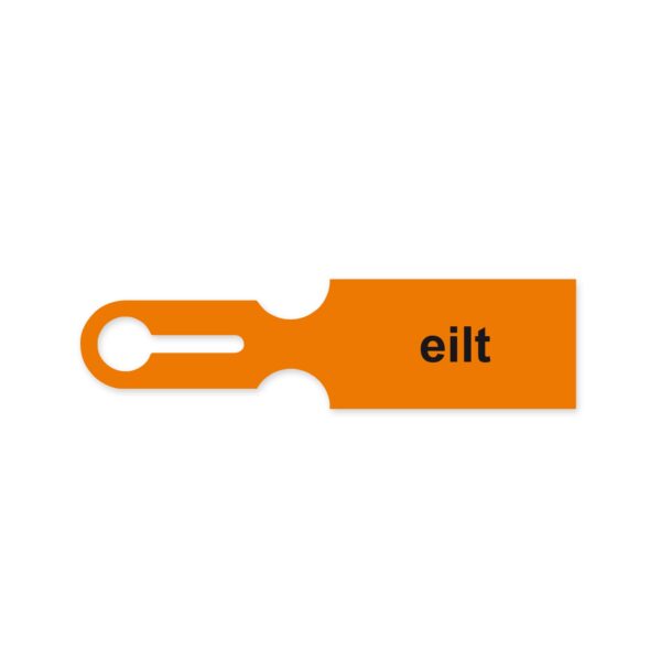 Siebkorbanhänger, Farbe: orange, Aufdruck"EILT"