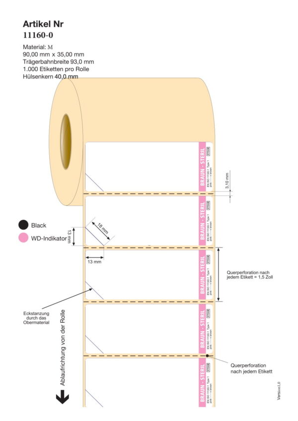 Duplexetiketten mit Dampfindikator 90 x 35mm